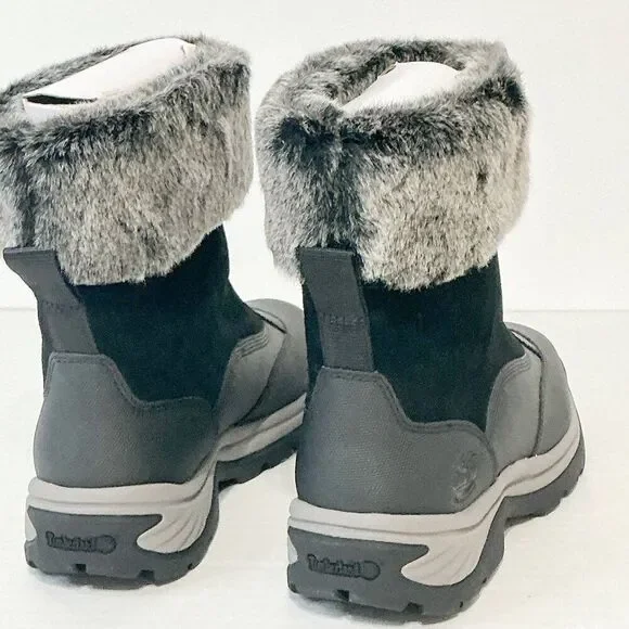 Timberland NWB Sz 9 Jet Black White Ledge Mid PrimaLoft Pull-On Snow Boots - Picture 14 of 15